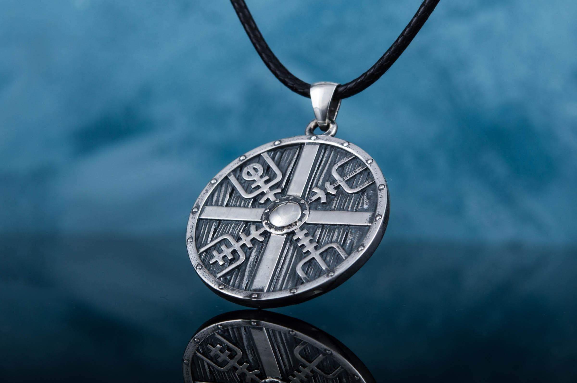 Vikings Lagertha Shield with Magical Runic Staves Silver Pendant ...