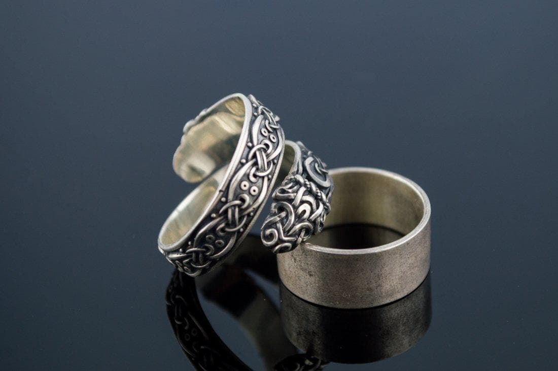 Viking Ouroboros with Norse Ornament Sterling Silver Ring - Ancient ...