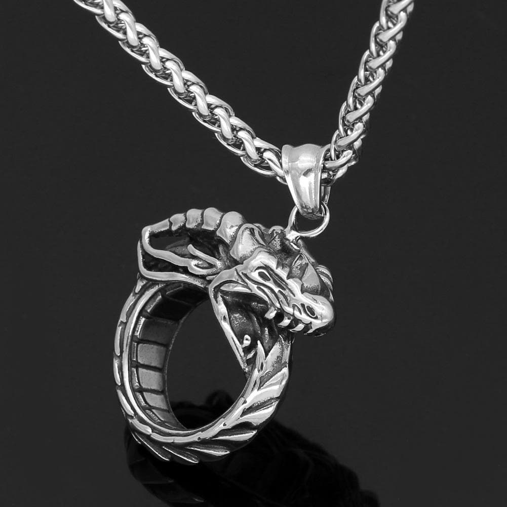 Stainless Steel Norse Dragon Necklace - Ancient Treasures