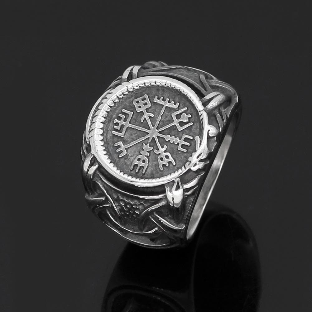 Stainless Steel Vegvisir Norse Ring - Ancient Treasures