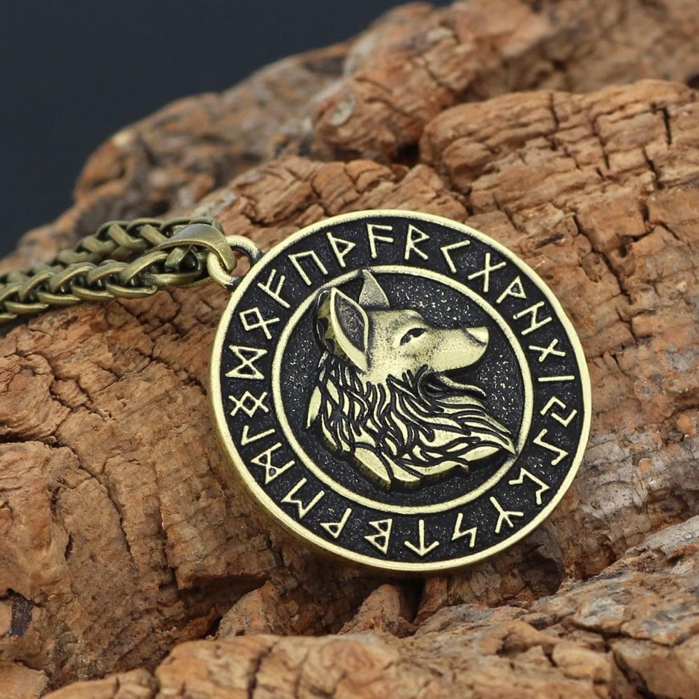Viking Rune Wolf Necklace Ancient Treasures