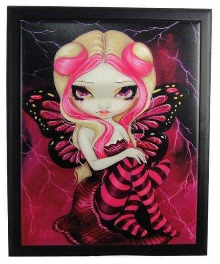 Wiccan Lightning Pink Fairy Framed Tile Art - Ancient Treasures