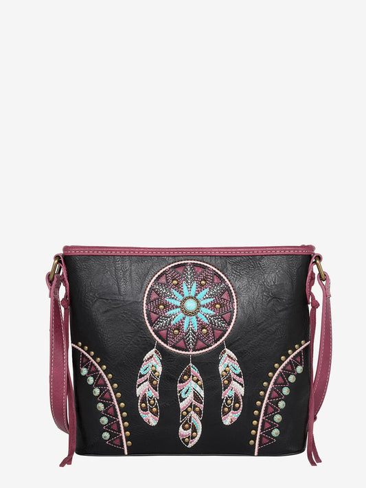 Wrangler Hot Pink Leather Fringe Jean Denim Pocket Crossbody – Montana West  World