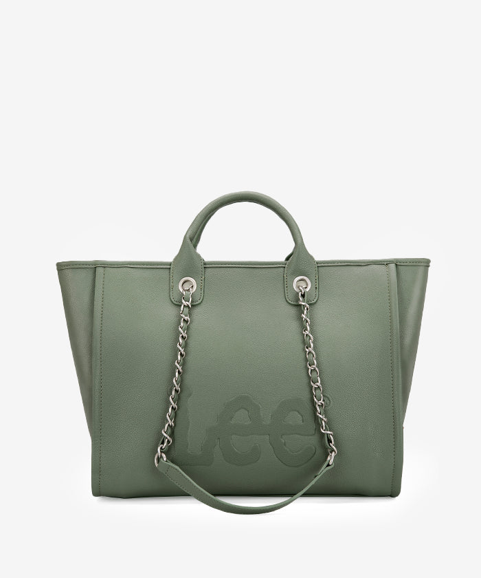 Lee Grain Leather Chain Shoulder Bag - GREEN
