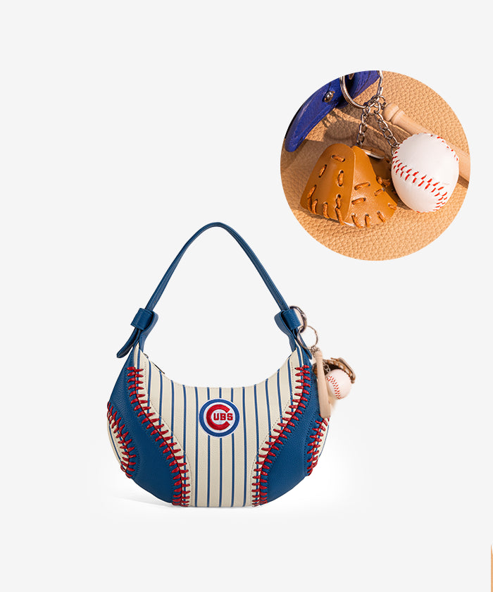 MLB Chicago Cubs Team Hobo Bag - STRIPE / HOBO & KEYCHAIN