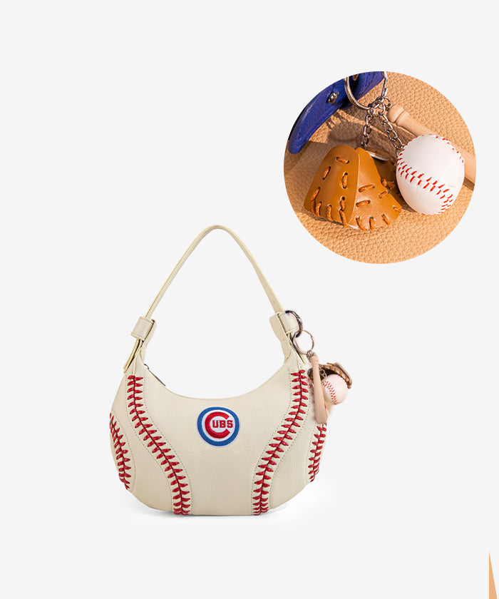 MLB Chicago Cubs Team Hobo Bag - BEIGE / HOBO & KEYCHAIN