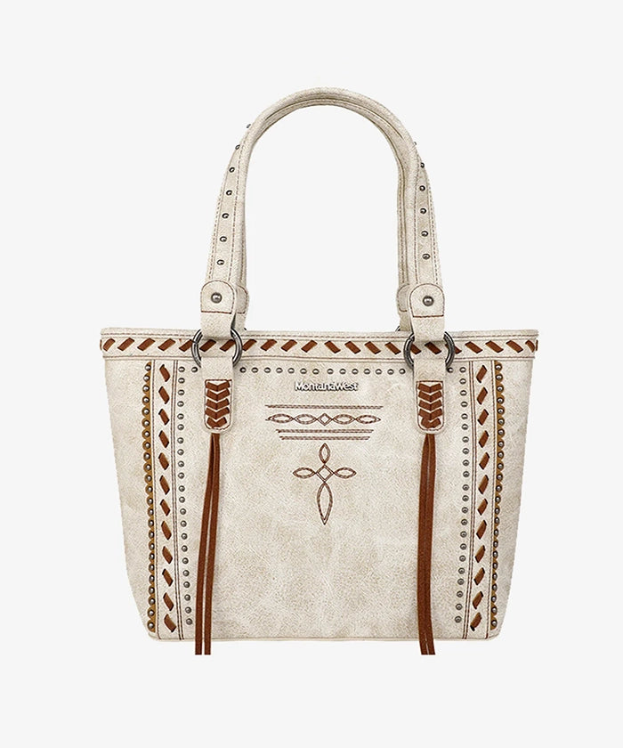 Montana West Diamond Cross Stitch Concealed Carry Tote Bag - BEIGE / TOTE BAG  - Restock in May