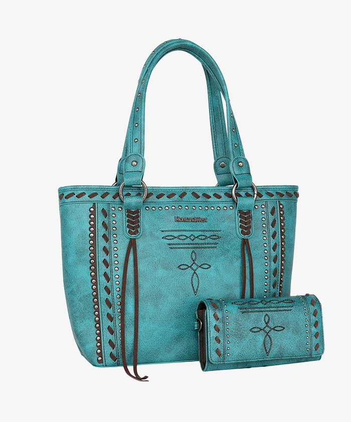 Montana West Diamond Cross Stitch Concealed Carry Tote Bag
