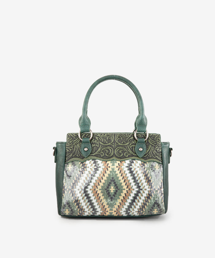 Montana West Sequined Aztec Tote Bag Set - GREEN / TOTE BAG