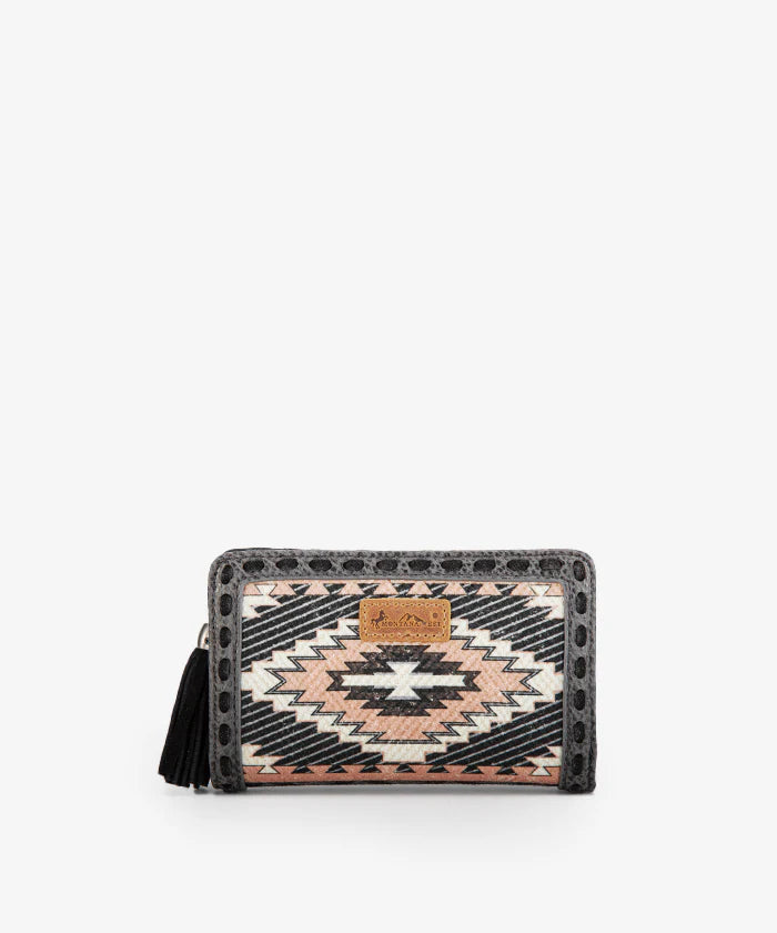 Montana West Aztec Printed Concealed Carry Tote Bag Set - BLACK / WALLET
