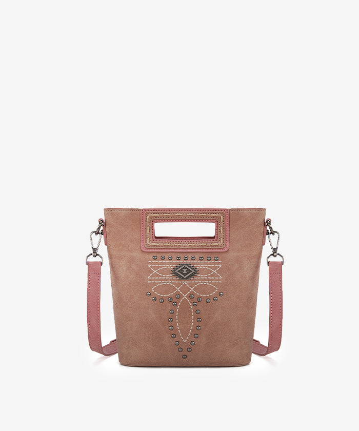 Montana West Diamond Cross Stitch Crossbody Bag - PINK