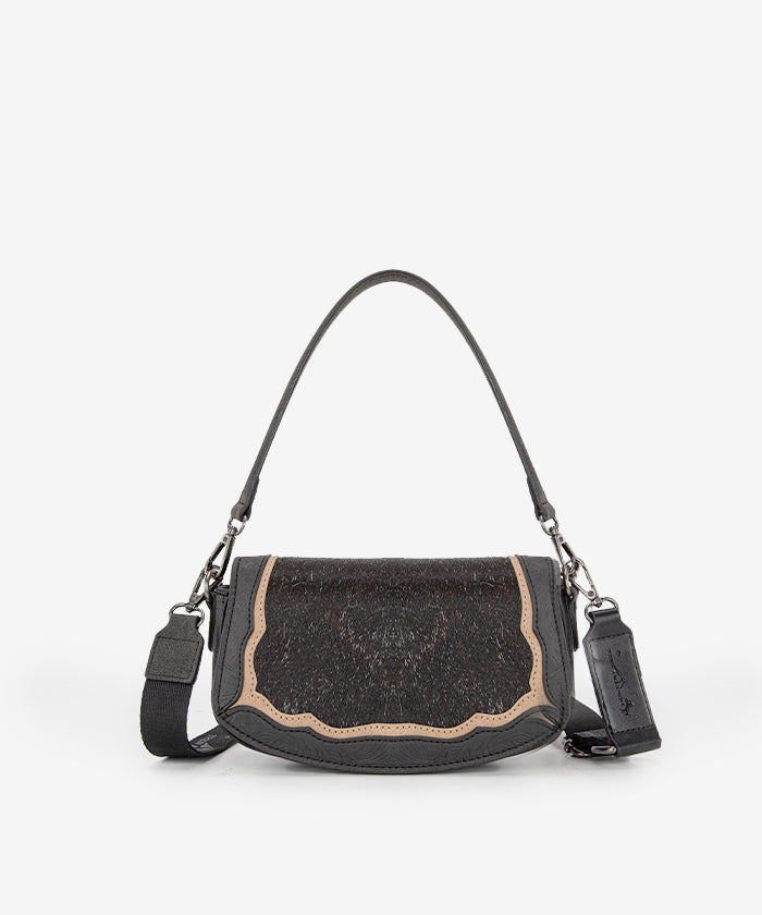 Montana West Genuine Hair-On Cowhide Shoulder Bag - BLACK