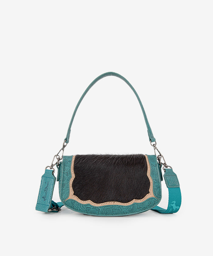 Montana West Genuine Hair-On Cowhide Shoulder Bag - TURQUOISE