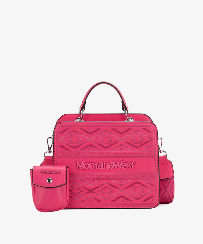Montana West Embroidered Aztec Tote Bag - PINK