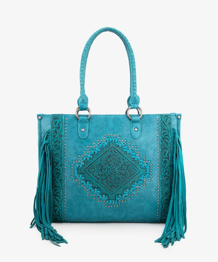 Montana West Hand Coloring Concealed Tote Bag - TURQUOISE