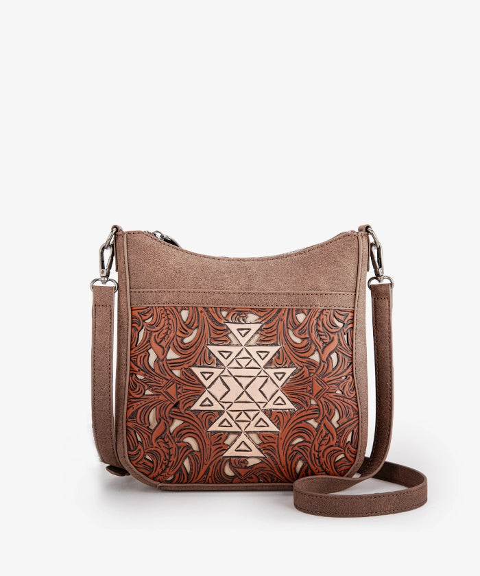 Trinity Ranch Tooled Crossbody Bag Set - COFFEE / CROSSBODY
