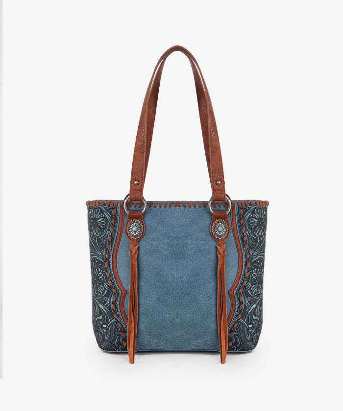 Trinity Ranch Floral Tooled Concealed Carry Tote Bag - JEAN