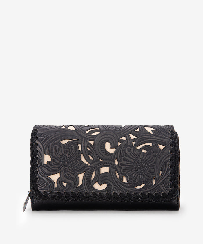 Trinity Ranch Tooled Tote Carry Bag - BLACK - Ships on 20th May / WALLET