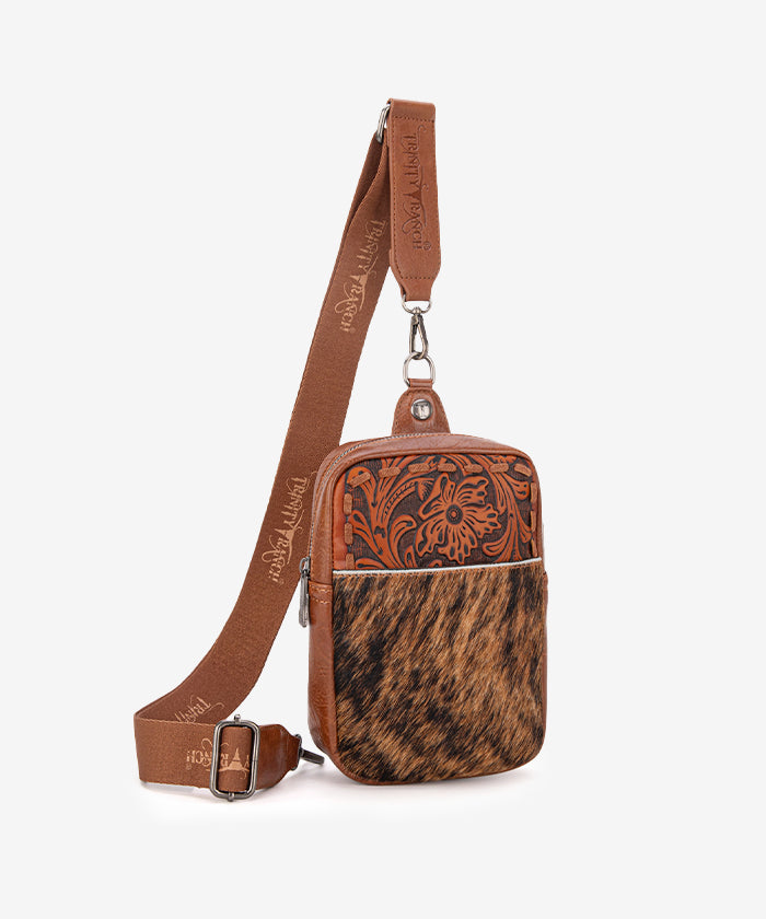 Trinity Ranch Hair-on Cowhide Sling Bag - BROWN
