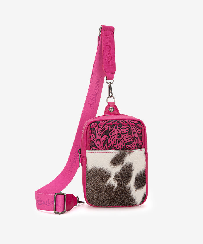 Trinity Ranch Hair-on Cowhide Sling Bag - HOT PINK