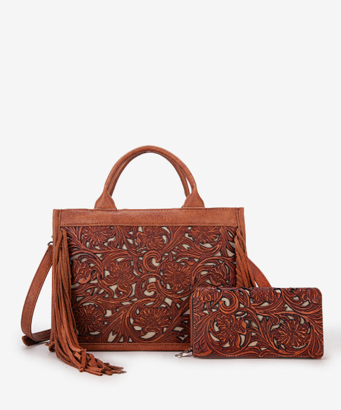 Trinity Ranch Hand Coloring Concealed Carry Tote Bag Set - BROWN