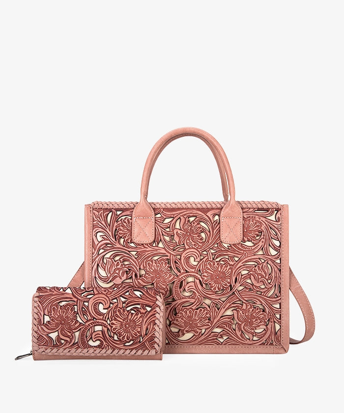 Trinity Ranch Tooled Tote Carry Bag - PINK - Ships on 20th May / TOTE & WALLET(MEDIUM)