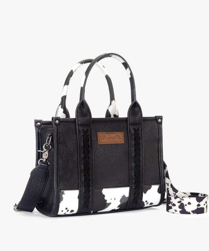 Wrangler Cow Print Crossbody Tote Bag - BLACK / MEDIUM