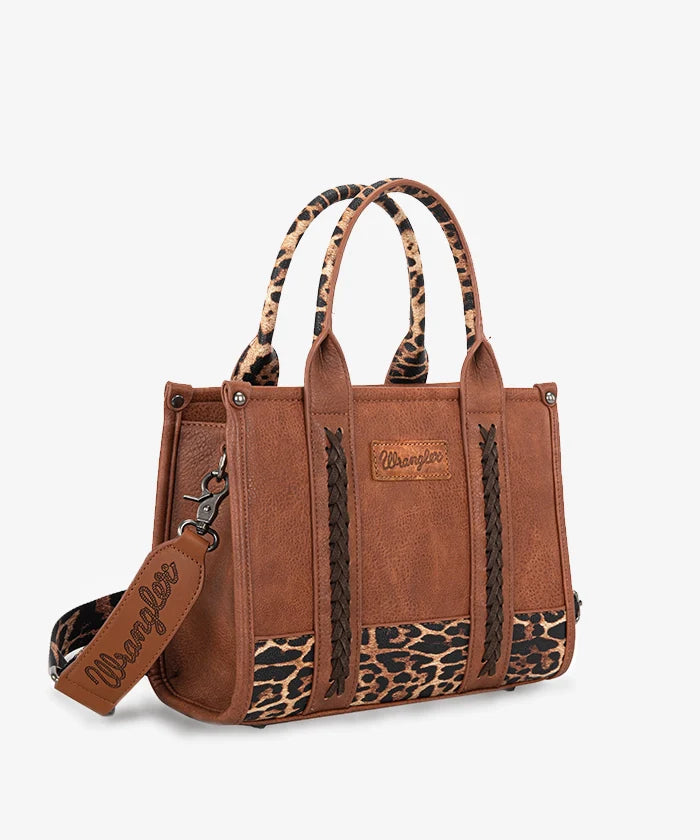 Wrangler Cow Print Crossbody Tote Bag - LEOPARD / MEDIUM
