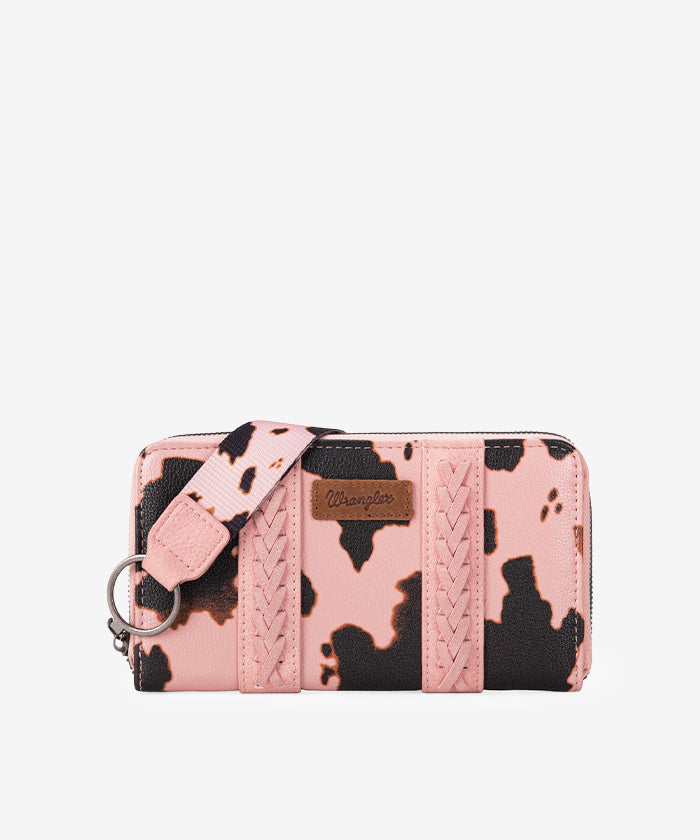 Wrangler Cow Print Concealed Crossbody Bag Set - PINK / WALLET