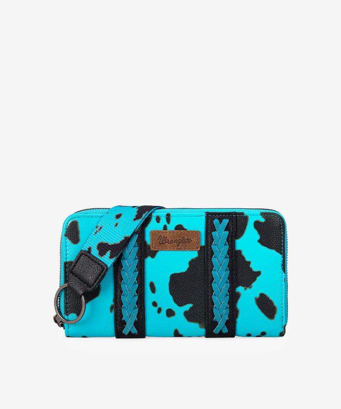 Wrangler Cow Print Concealed Crossbody Bag Set - TURQUOISE / WALLET