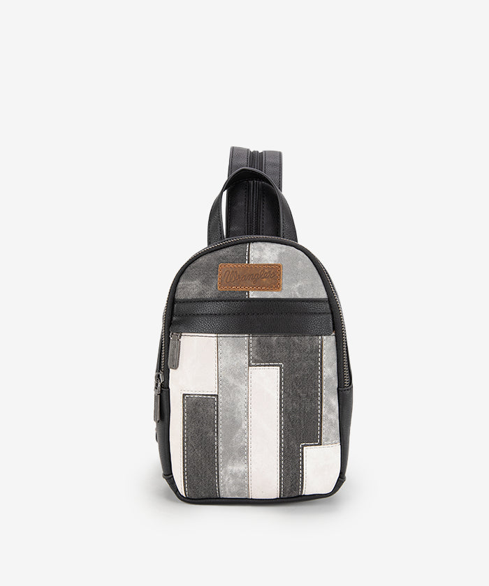 Wrangler Denim-textured Sling Bag - BLACK