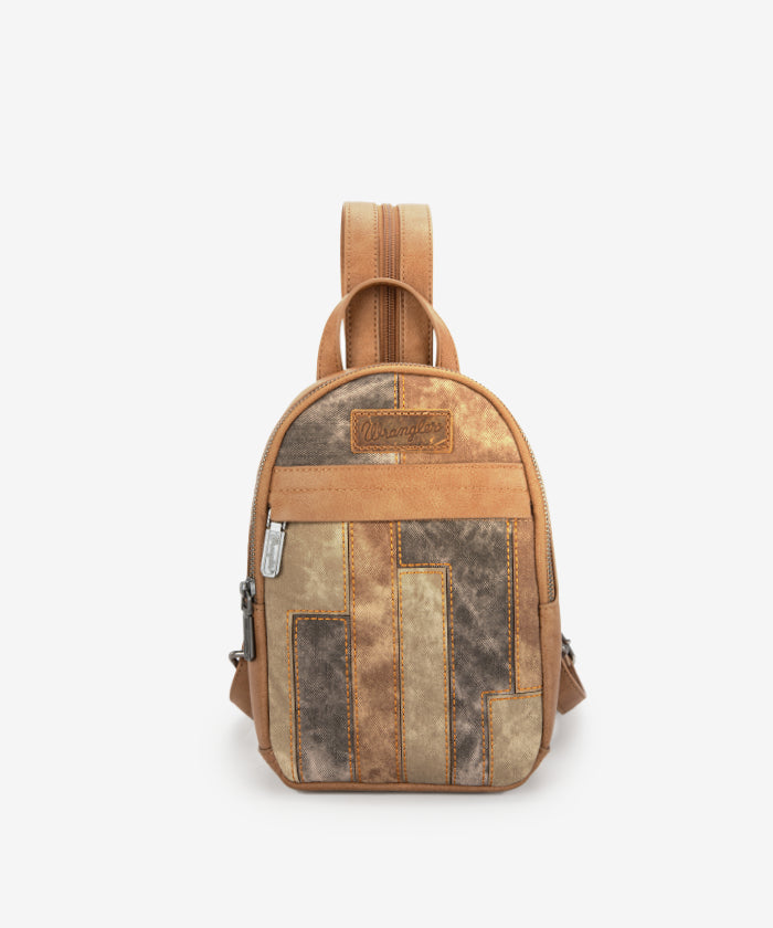 Wrangler Denim-textured Sling Bag - BROWN