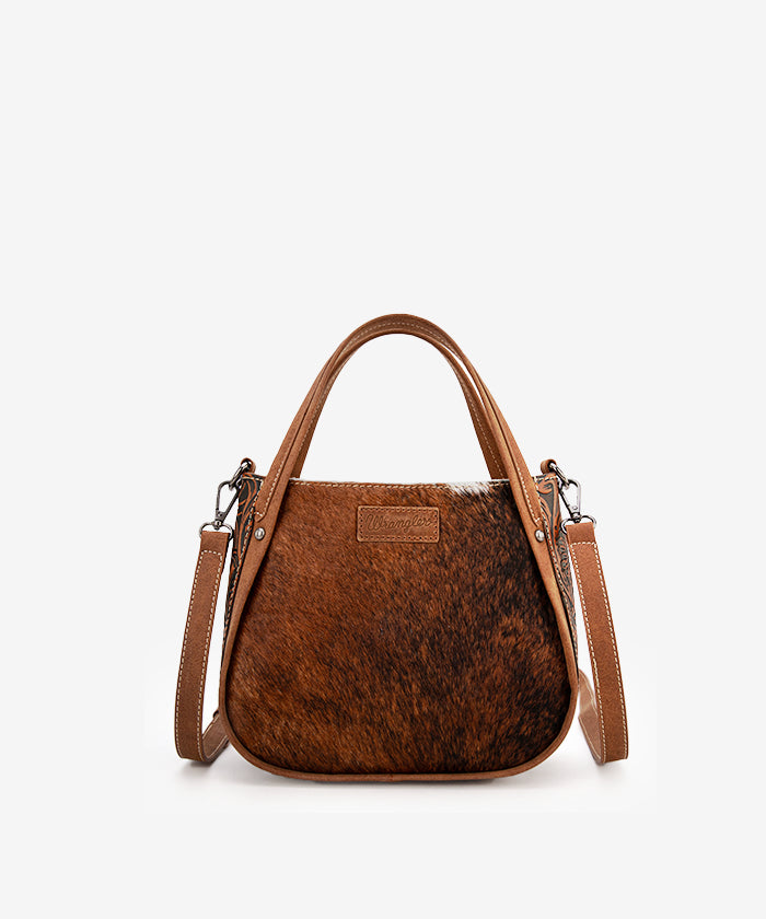 Wrangler Genuine Hair-On Cowhide Tote Bag - BROWN