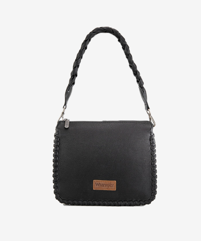 Wrangler Braided Crossbody Bag - BLACK
