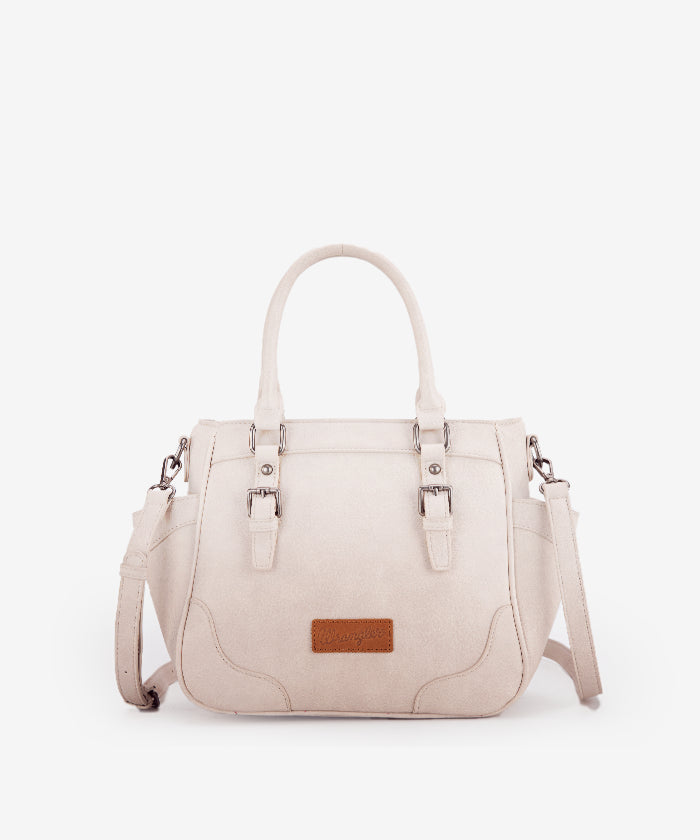 Wrangler Buckle Leather Tote Bag - BEIGE