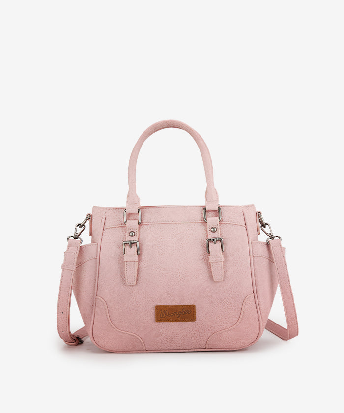 Wrangler Buckle Leather Tote Bag - PINK