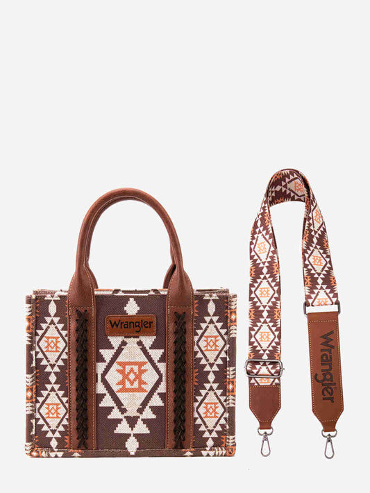 Allover Canvas Wrangler Montana – West To Aztec Dual World Brown Dark Sided Print Crossbody