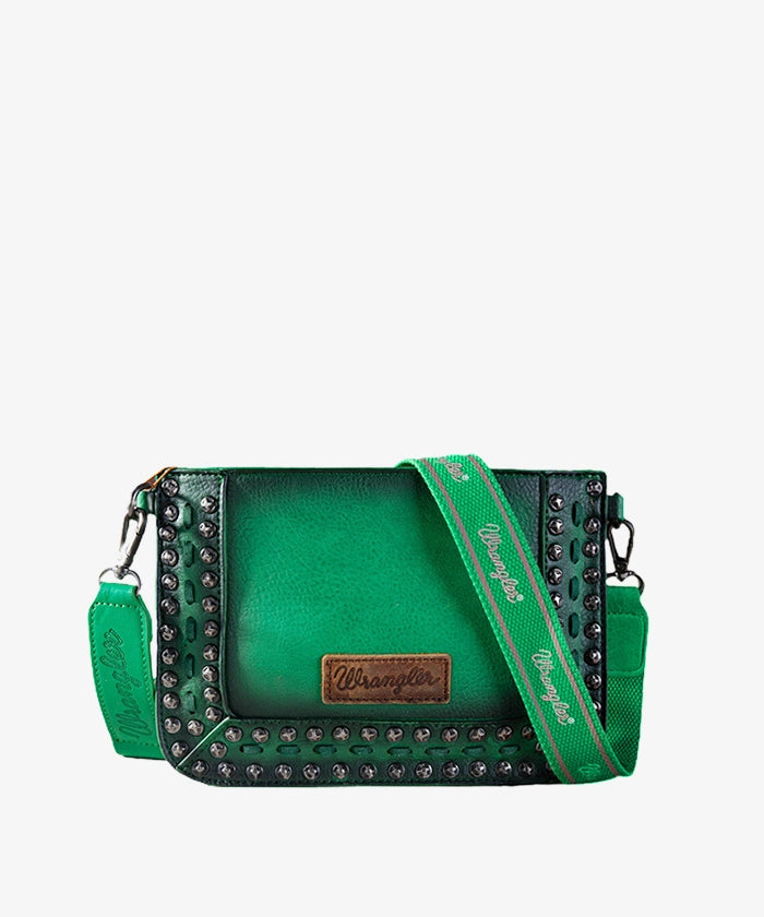 Wrangler Rivets Studded Crossbody Bag - GREEN