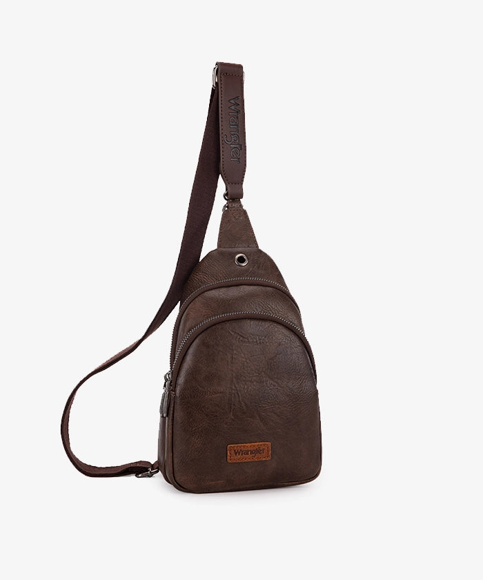 Wrangler Dual Zippered Sling Bag - COFFEE