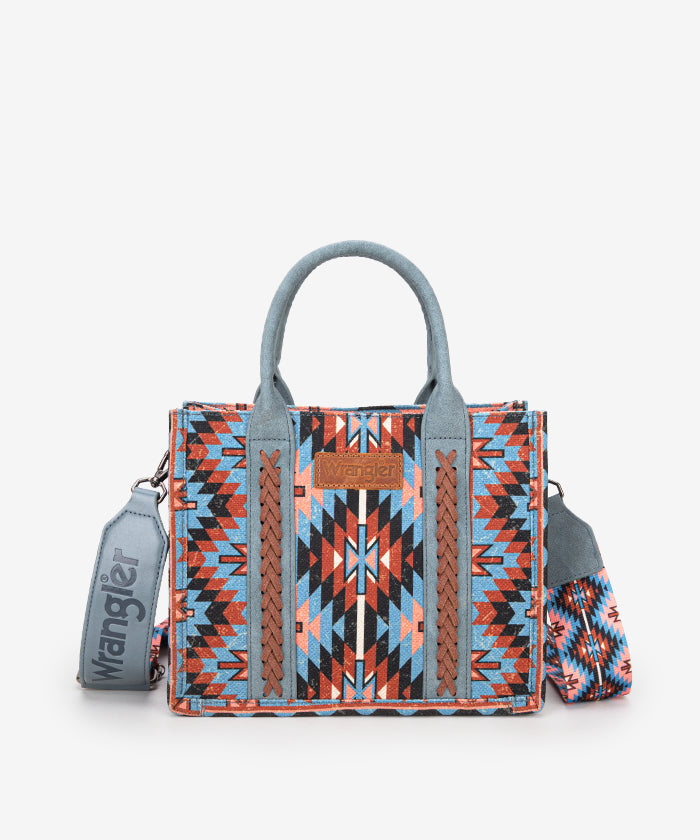 Wrangler All-Over Aztec Print Canvas Tote Bag - NAVY