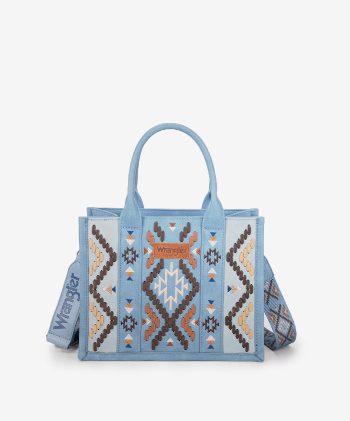 Wrangler Aztec Embroidered Whipstitch Tote Bag - JEAN
