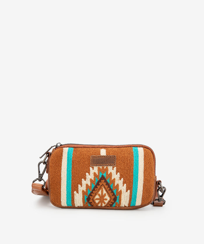 Wrangler Aztec Knitted Trolley Sleeve Duffle Bag - BROWN / MINI CROSSBODY