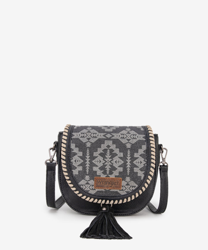 Wrangler Aztec Print Mini Crossbody Purse - BLACK