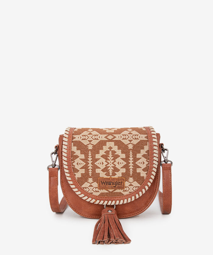 Wrangler Aztec Print Mini Crossbody Purse - BROWN