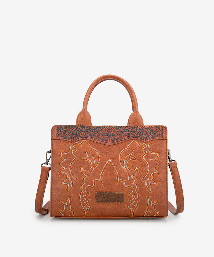 Wrangler Boot Scroll Crossbody Purse Set - BROWN / CROSSBODY BAG