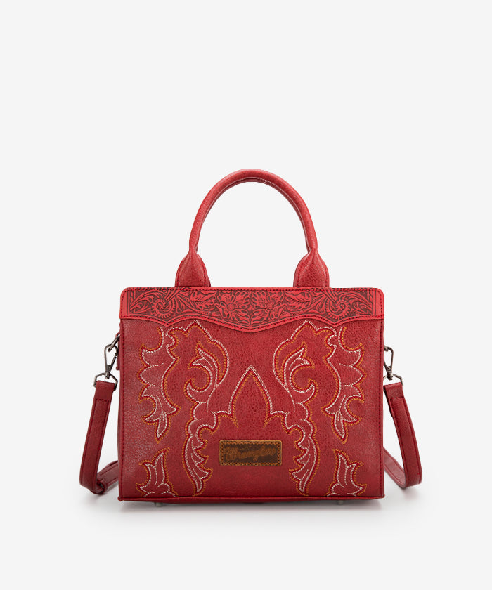 Wrangler Boot Scroll Crossbody Purse Set - RED / CROSSBODY BAG
