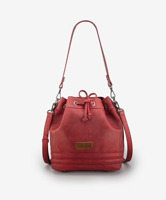 Wrangler Concealed Carry Bucket Crossbody Bag - BURGUNDY