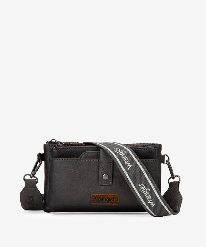 Wrangler Dual Zipper Crossbody Bag - GREY