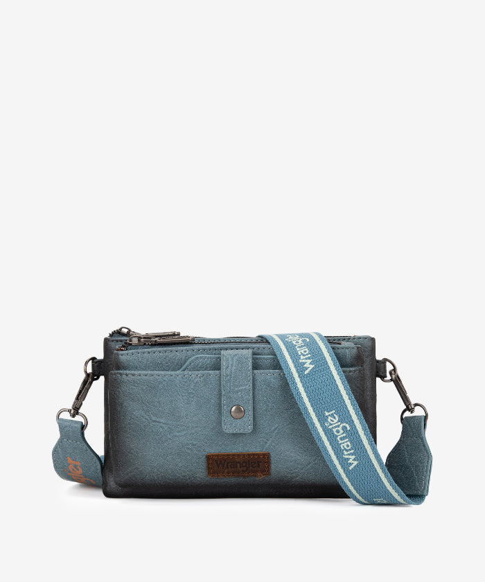 Wrangler Dual Zipper Crossbody Bag - JEAN