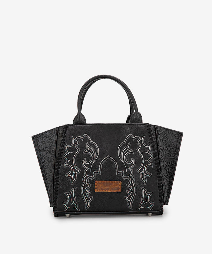 Wrangler Embroidered Boot Scroll Tote Bag - BLACK